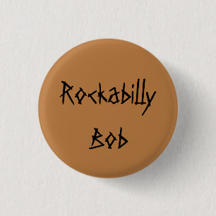 Rockabilly Bob van weeszwart, rustiek lettertype Ronde Button 3,2 Cm