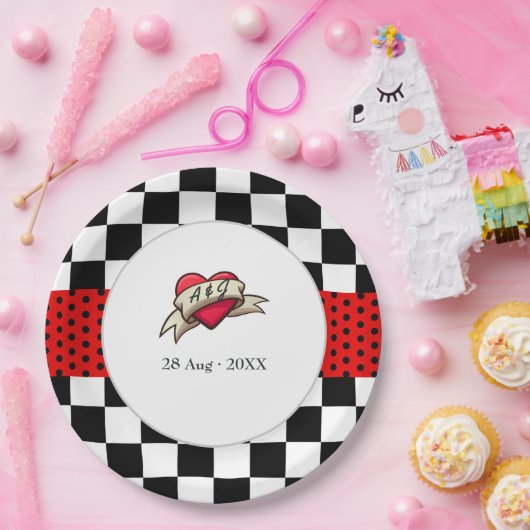 Rockabilly Bruiloft Papieren Bordje (Feest)