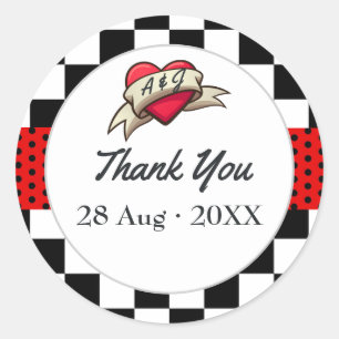 Rockabilly Bruiloft Ronde Sticker