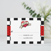 Rockabilly Bruiloft RSVP Kaartje (Staand voorkant)