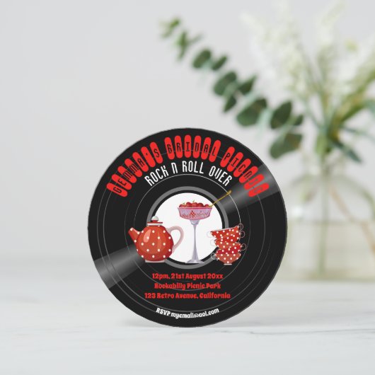 Rockabilly Bruiloftsfeest Vinylplaat Retro Jaren 5 Kaart (Staand voorkant)