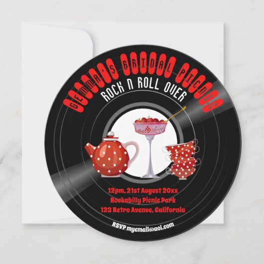 Rockabilly Bruiloftsfeest Vinylplaat Retro Jaren 5 Kaart (Voorkant)