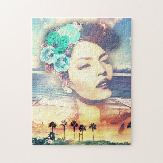 Rockabilly California Palms Coastal Summer Woman Legpuzzel (Verticaal)