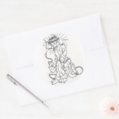 Rockabilly Cat Ronde Sticker (Envelop)