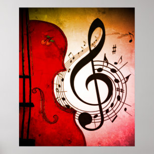 rockabilly cello/violin art print voor poster