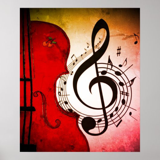rockabilly cello/violin art print voor poster (Voorkant)