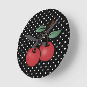 ROCKABILLY CHERRY POKE STIPPEN WALL CLOCK RONDE KLOK (Hoek)