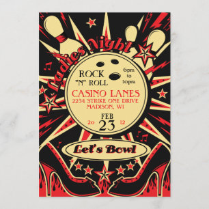 Rockabilly Dames Feest Bowling Uitnodiging