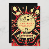 Rockabilly Dames Party Bowling Uitnodiging (Voorkant / Achterkant)