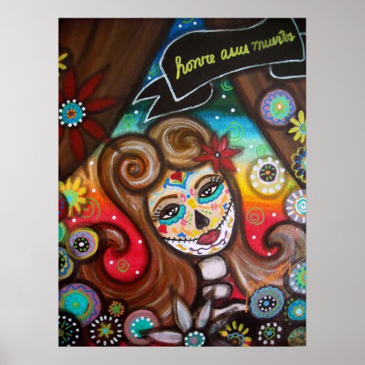 Rockabilly Day of the Dead by Prisarts Poster (Voorkant)