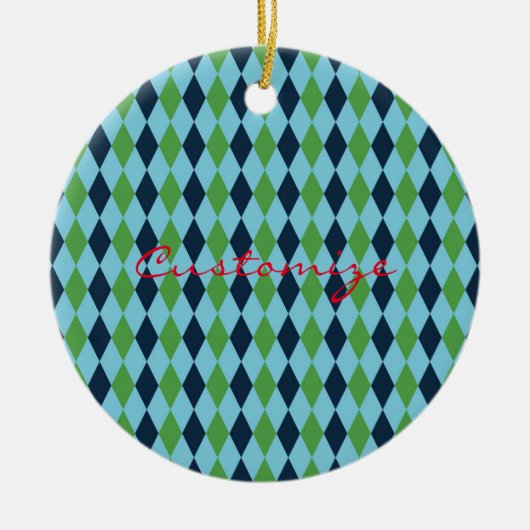 Rockabilly diamant plaid Thunder_Cove Keramisch Ornament (Voorkant)