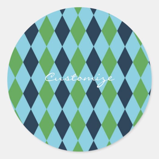 Rockabilly diamant plaid Thunder_Cove Ronde Sticker (Voorkant)