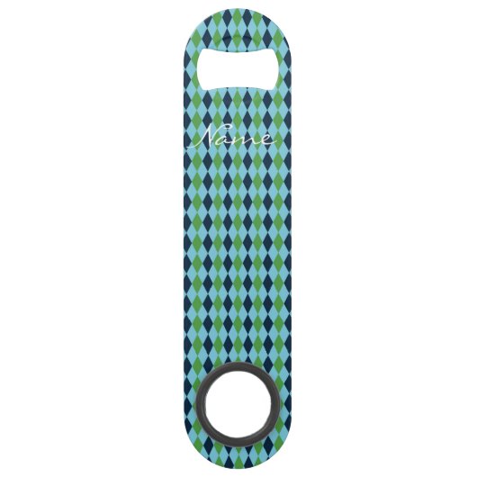 Rockabilly diamant plaid Thunder_Cove Speed Flessenopener (Voorkant)