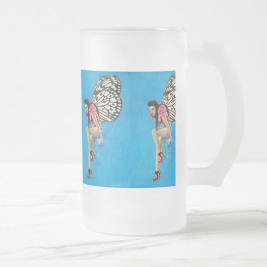  Rockabilly Fairy Frosted Glass Stein Matglas Bierpul (Rechts)