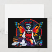 Rockabilly Fairy Retro Record Player Rainbow Briefkaart (Voorkant / Achterkant)