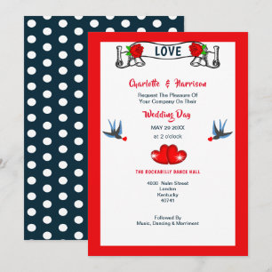 Rockabilly Fifties Wedding Invitation Kaart