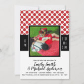 Rockabilly FOTO Bruiloft RODE Stippen zwart Kaart (Voorkant)