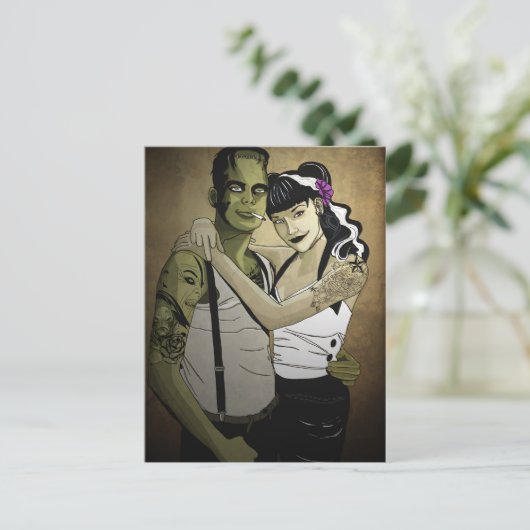 Rockabilly Frank en Bride Briefkaart (Staand voorkant)