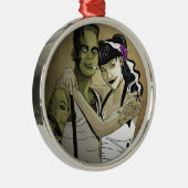 Rockabilly Frank en Bride Metalen Ornament (Rechts)