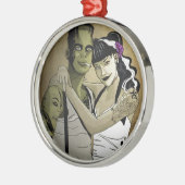 Rockabilly Frank en Bride Metalen Ornament (Links)