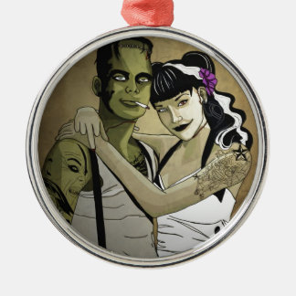 Rockabilly Frank en Bride Metalen Ornament