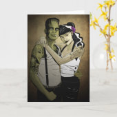 Rockabilly Frank en Bruid Kaart (Gele Bloem)