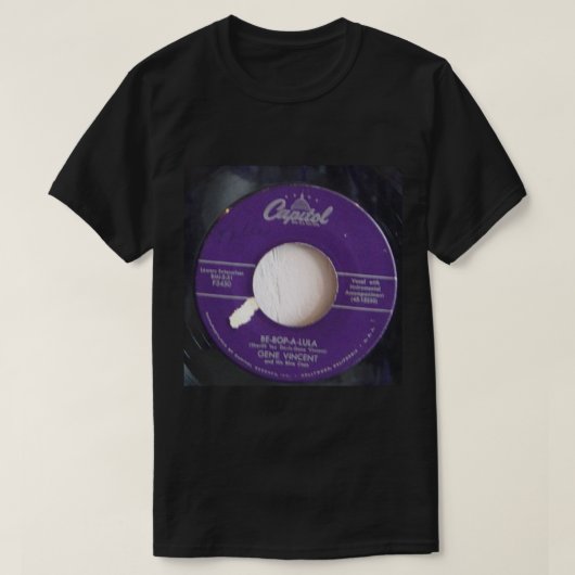 Rockabilly, Gene Vincent, be Bop A Lula, 45 T-shirt (Design voorkant)