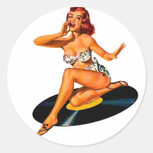 Rockabilly Goddess Ronde Sticker