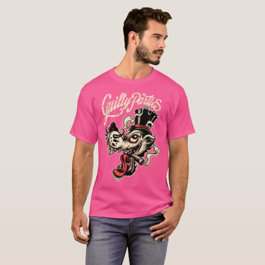 Rockabilly Greaser Wolf Man T-shirt (Voorkant volledig)