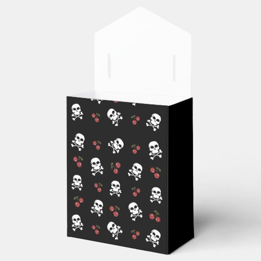Rockabilly Halloween Skulls Cherries Favor Box Bedankdoosjes (Geopend)