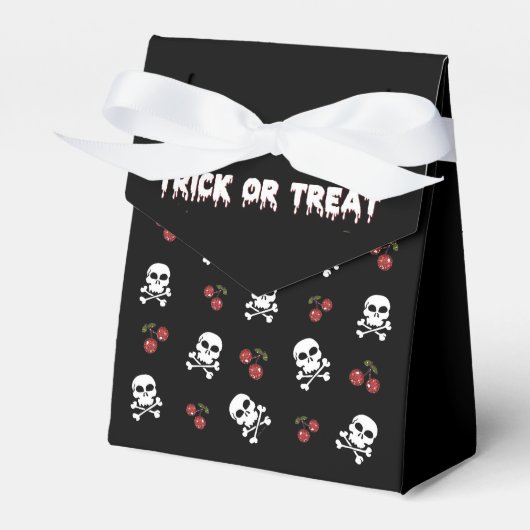 Rockabilly Halloween Skulls Cherries Favor Box Bedankdoosjes (Voorkant Zijde)