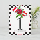 Rockabilly Harten Rozen Bruiloft Tafel Nummer Kaart (Staand voorkant)