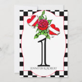 Rockabilly Harten Rozen Bruiloft Tafel Nummer Kaart (Achterkant)