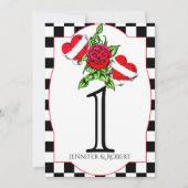 Rockabilly Harten Rozen Huwelijk Tafel Nummer Kaart (Voorkant)