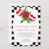 Rockabilly Hearts and Roos Wedding Invitation Kaart (Voorkant)