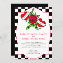 Rockabilly Hearts and Roos Wedding Invitation