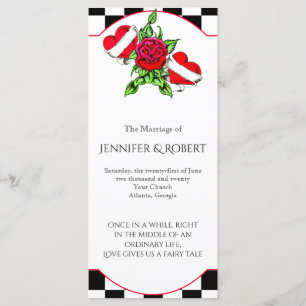 Rockabilly Hearts and Roos Wedding Programme Programmakaart