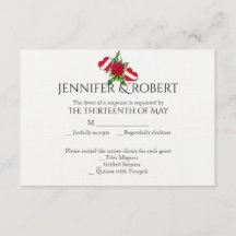 Rockabilly Hearts and Roos Wedding Response Card