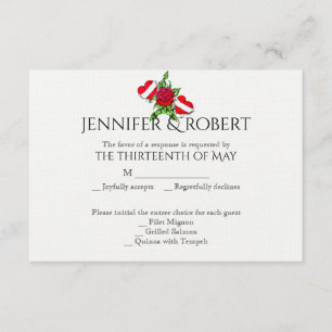 Rockabilly Hearts and Roos Wedding Response Card RSVP Kaartje