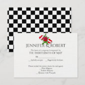 Rockabilly Hearts and Roos Wedding Response Card RSVP Kaartje (Voorkant / Achterkant)