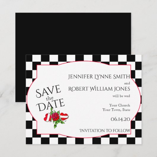 Rockabilly Hearts and Roos Wedding Save the Date (Voorkant / Achterkant)