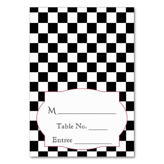 Rockabilly Hearts and Rose Place Card Kaart (Voorkant)