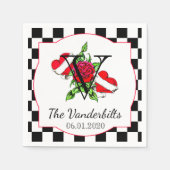 Rockabilly Hearts en Roos bruiloft servet (Voorkant)