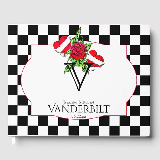 Rockabilly Hearts Roos bruiloft gastenboek (Voorkant)