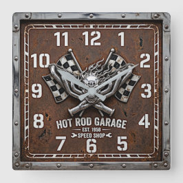 Rockabilly Hot Rod Vierkante Klok