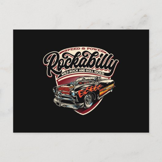 Rockabilly Hotrod Speed Flames - neg Briefkaart (Voorkant)