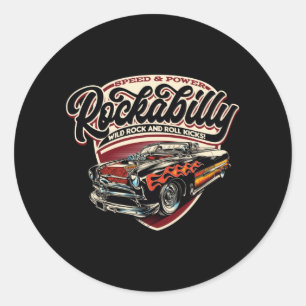 Rockabilly Hotrod Speed Flames - neg Ronde Sticker