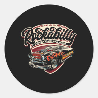 Rockabilly Hotrod Speed Flames - neg Ronde Sticker