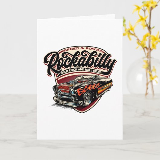 Rockabilly Hotrod Speed Flames - Po's Kaart (Gele Bloem)