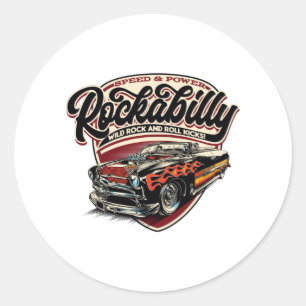 Rockabilly Hotrod Speed Flames - Po's Ronde Sticker